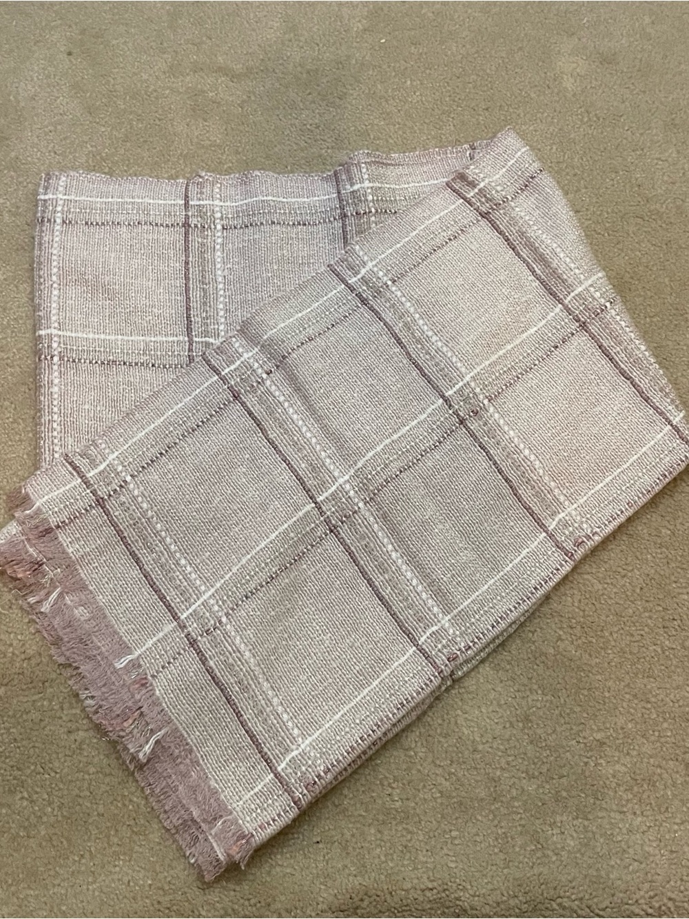 LOFT Pink Plaid Knit Scarf